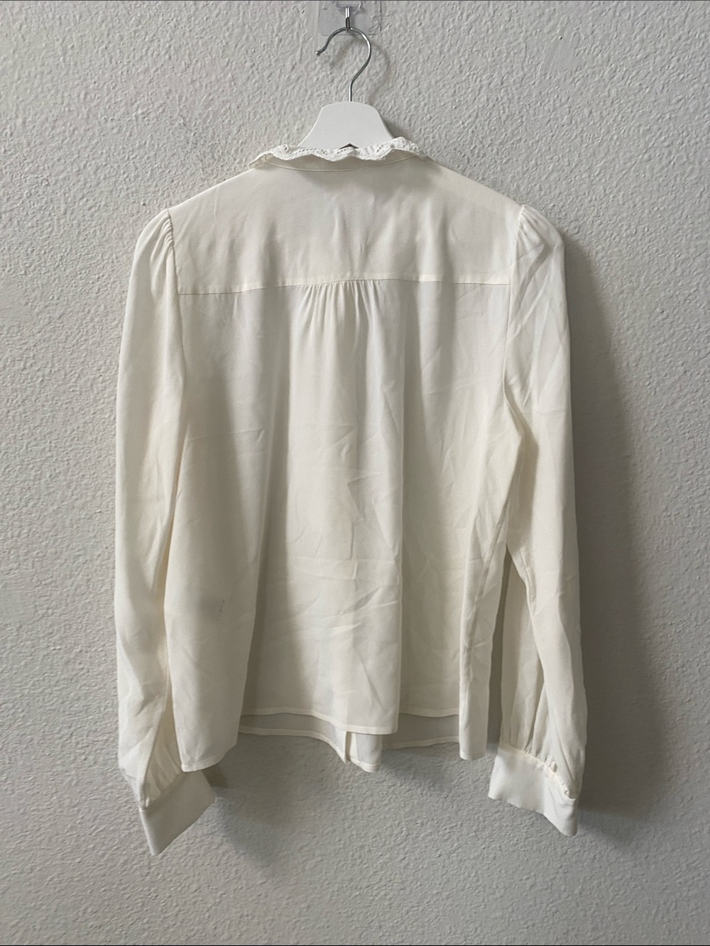 Sezane CHLO SHIRT Silk Cream Lace-Trim Button Blouse size 8 - Picture 4 of 8